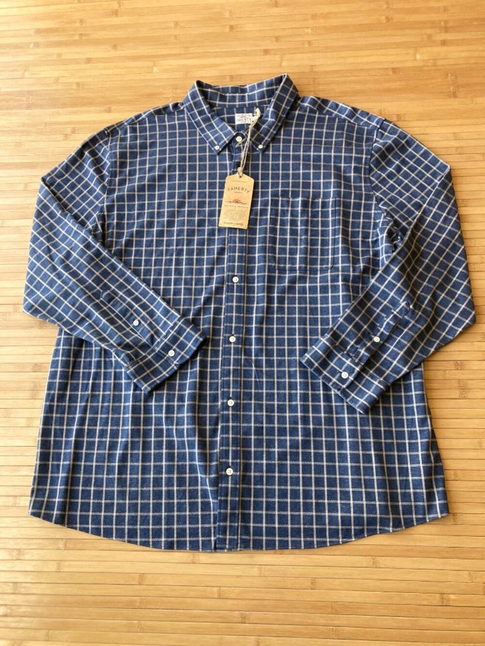 Faherty Coastline Knit Shirt Supima Cotton Mens 3XL Twilight Check Blue NWT